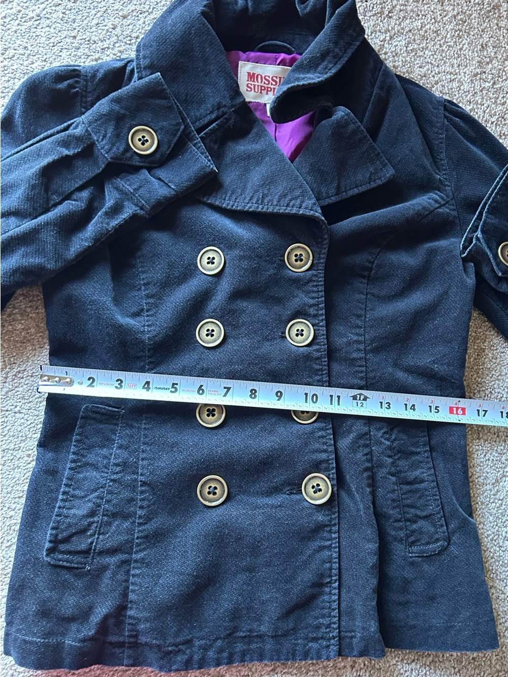 Mossimo Supply Co. Women’s corduroy double-breasted pea coat jacket Size Medium - Picture 13 of 13